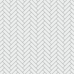 Seamless pattern with modern rectangular herringbone white tiles. Realistic diagonal texture. Vector illustration.