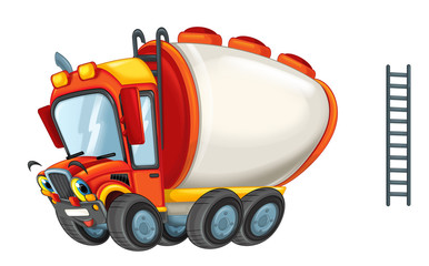 cartoon happy cistern truck like monster truck isolated on white background - illustration for children © honeyflavour