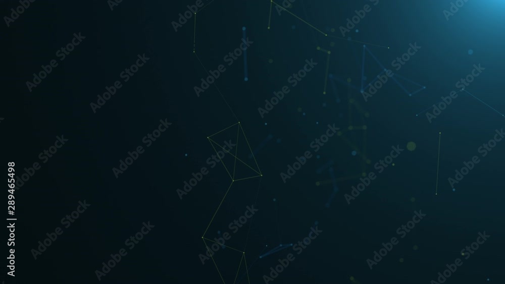 Wall mural network growing multi color lines and dots. artificial intelligence