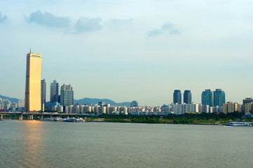 Hangang river in Seoul in summer in Korea