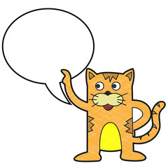 Cat characters and speech bubbles design vector with texture colors