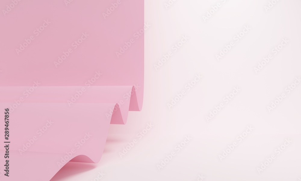Poster abstract background with pink paper wave. 3d rendering