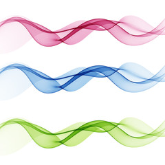 Abstract smooth color wave vector. Set of Curve colorful lines