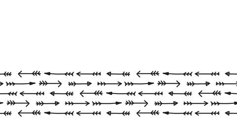 Fototapeta premium Vector doodle arrow shape made into repeat border. Great for invitations, decor,packaging.