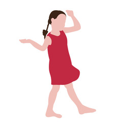vector, isolated, in flat style child, little girl is played