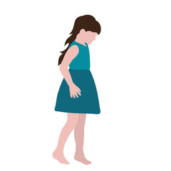 vector, isolated, in flat style child, little girl stands