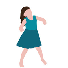 flat style child, little girl is played