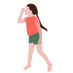 vector, isolated, in flat style child, little girl stands, childhood