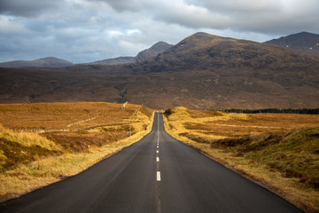A view of road to Sgurr Mor  in spring day in Scotland, Highlands