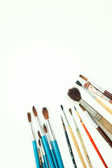 Set of paint brushes on the white background