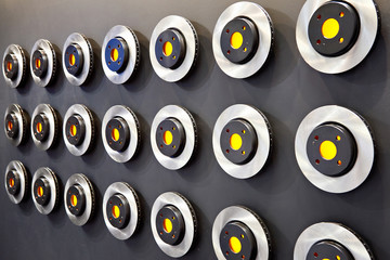 Brake discs on the wall