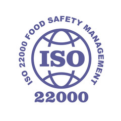 ISO 22000 stamp sign - food safety systems standard, web label or badge