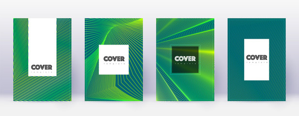 Hipster brochure design template set. Green abstra