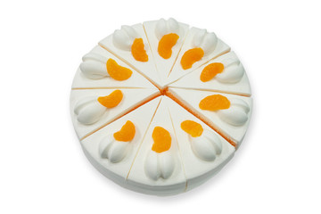 vanila cake cream and orang topping
