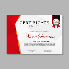 Modern certificate template design with red and white color