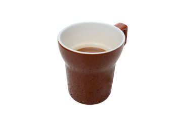 hot coffee in cup on white background