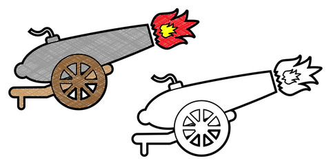 cannon design vector with texture. black and white colors