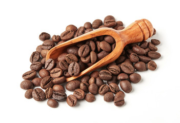 Coffee beans and serving scoop