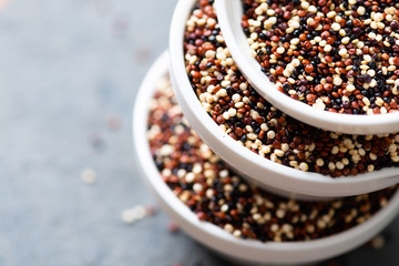 Set of quinoa Red, white and brown quinoa.