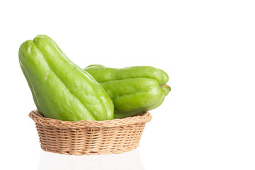 Fresh chayote fruits (Sechium edulis) isolated on white