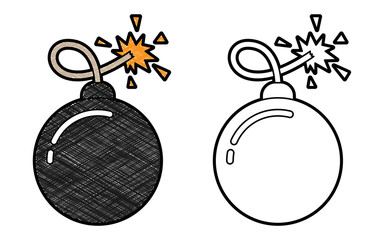 bomb design vector with texture. black and white colors