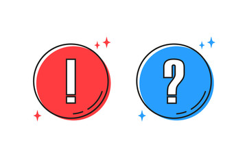 question and exclamation marks color icon, vector