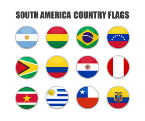 web buttons with south america country flags, flat
