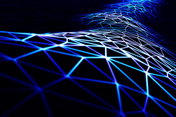 Neural network and blockchain technology concept, mesh structure or grid landscape