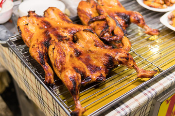 Grilled chicken in the market.