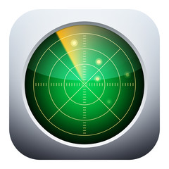 Scanning and monitoring concept, radar icon with target dots