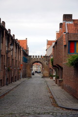 Fototapeta na wymiar Old medieval street in Bruges, Belgium