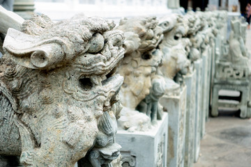 Closw up chinese lion statue