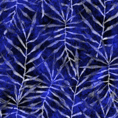 Tropical seamless pattern. Watercolor thorny palm 