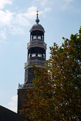 Obraz premium Monumental tower of church in Dutch city Hindeloopen