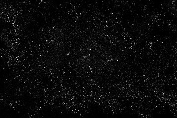 White powder isolated on black background, top view with clipping path