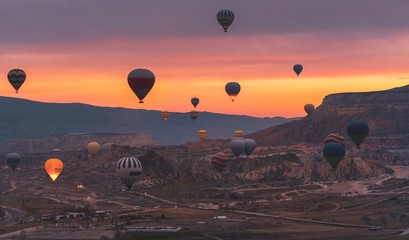A lot of balloon is raising in Cappadocia,Turkey