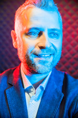 modern businessman portrait  with neon light 