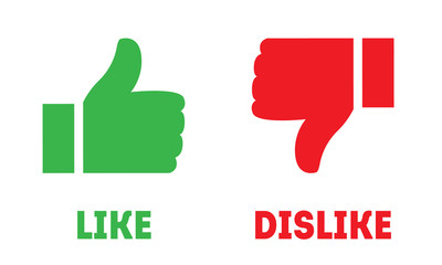 Like and dislike icons. Thumbs up and thumbs down symbols. Vote concept - obrazy, fototapety, plakaty