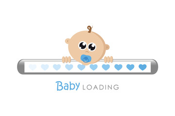 baby loading bar with hearts and baby boy vector illustration EPS10