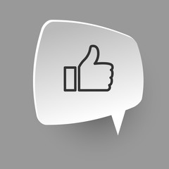 Thumbs up icon on realistic speech bubble 