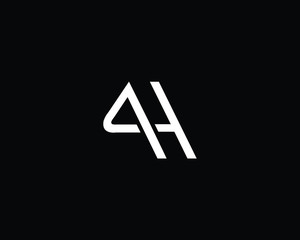 Creative Professional Trendy Letter AH Logo Design in Black and White Color , Initial Based Alphabet Icon Logo