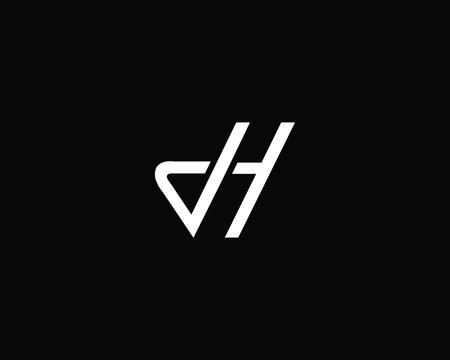 Creative Professional Trendy Letter DH Logo Design in Black and White Color , Initial Based Alphabet Icon Logo