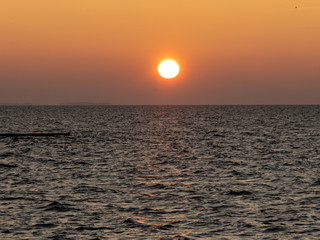 beautiful sunrise seashore over the Curonian Lagoon in Nida resort town, Neringa, Lithuania