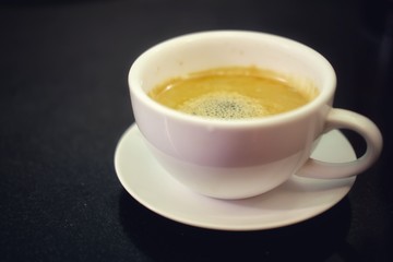 cup of coffee on a black background