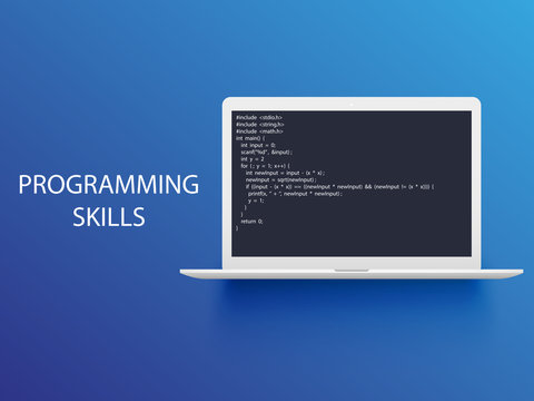 programming language with example code on screen text