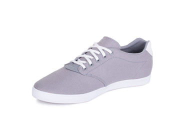 One grey fiber fabric casual sneakers shoe isolated white background