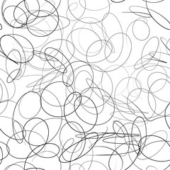 Black and white doodle seamless pattern. Monochrome repeating school background.