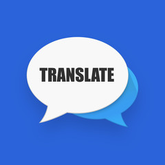 Chat bubbles with translate icon. Concept illustration for translation idea or international communication. EPS10 vector.