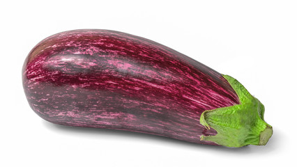 Fresh eggplant graffiti on a white isolated background. Bright saturated color. Side view.