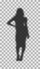 Woman shadow on transparent background